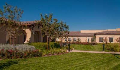 Lush garden area at Creekview Assisted Living