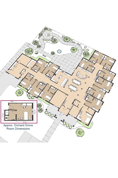 Architectural floor plan of Orchard Grove facility