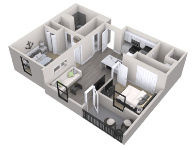 Architectural floor plan of a resident unit