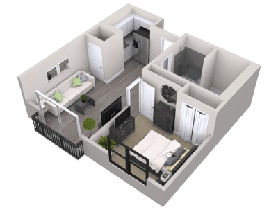 Detailed floor plan of a resident unit layout