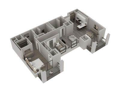 Architectural floor plan of a senior living unit.