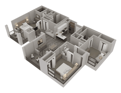Architectural floor plan of resident units