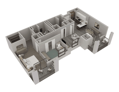 Architectural floor plan of a senior living unit