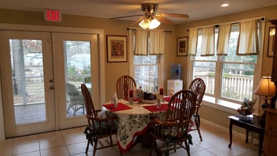 Cozy dining area with a table and chairs