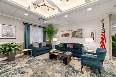 Cozy interior common area with comfortable seating
