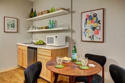 Kitchenette area with snacks and drinks