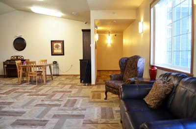 Interior common area with seating and dining space