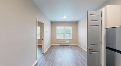 Interior view of a resident's room with a window
