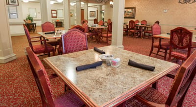 Dining area with elegant table settings