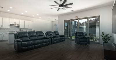 Bright interior of a common area with seating