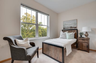 Cozy private resident room with light decor