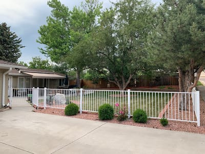 Outdoor space with fence and landscaped garden