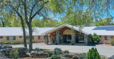 Exterior view of a senior living facility entrance