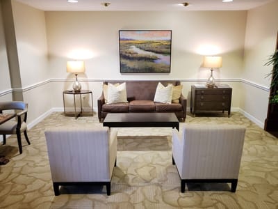 Comfortable seating in a cozy common area