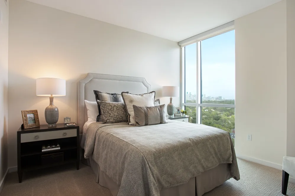 Bright and cozy bedroom with natural light