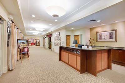 Interior view of the facility's lobby area with reception