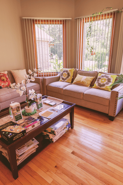 Cozy common area with seating and decor