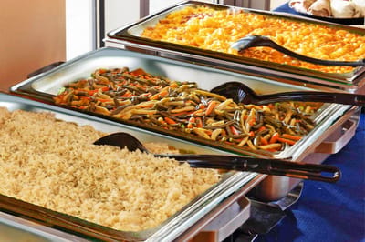 A display of prepared meals in a dining area