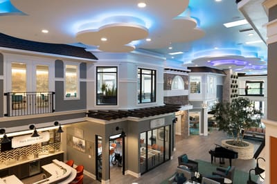 Interior view of a bright and spacious common area