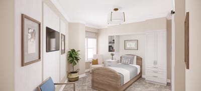 Bright, cozy resident room with modern design