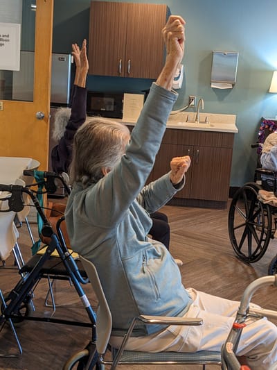 Residents participating in an activity in a common area