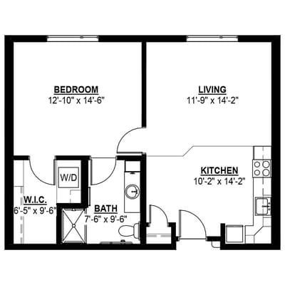 Architectural floor plan with labeled rooms