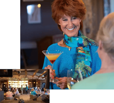 Acacia Health Center at Sagewood, Nursing Home in Phoenix, AZ — Seniors enjoying drinks in a vibrant social setting