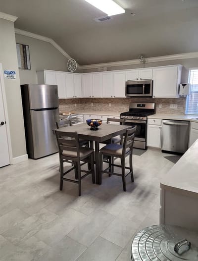 Bright, modern kitchen in a senior living facility