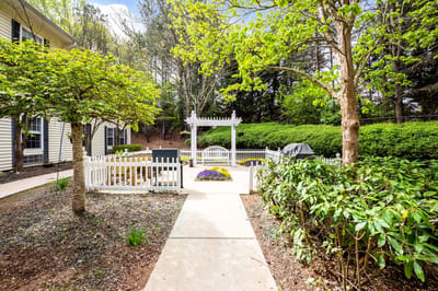 Beautiful outdoor garden area with seating