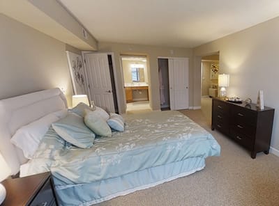 Bright private resident bedroom with modern decor