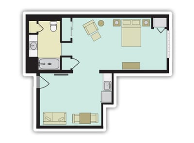 Architectural floor plan of a resident unit