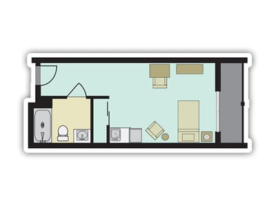 Architectural floor plan of a resident unit