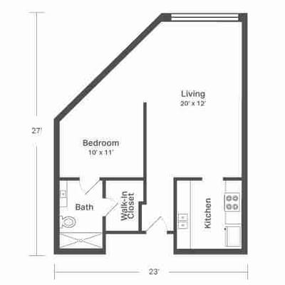 Architectural floor plan of a living unit