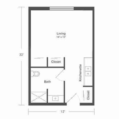 Architectural floor plan of a living unit