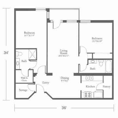 Architectural floor plan of a unit layout