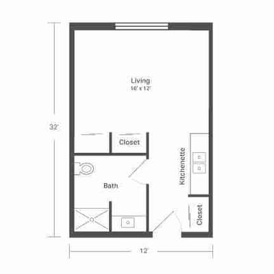 Architectural floor plan of a unit layout