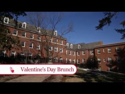 Exterior view of the facility with Valentine's Day Brunch sign