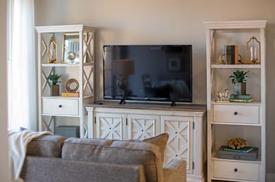 Cozy interior living space with tv and decor
