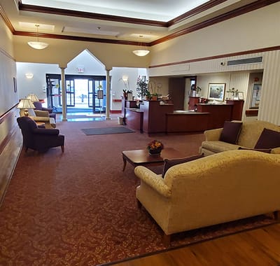 Interior view of the facility's lobby and reception area