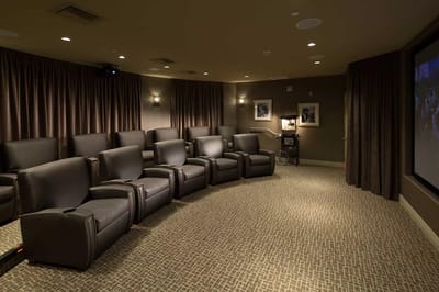 Cozy movie theater seating in a common area