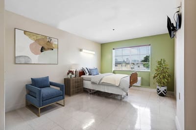 Comfortable bedroom in an assisted living facility
