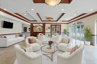 Bright and inviting common area with modern furnishings