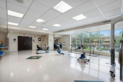 Interior of a fitness center with exercise equipment