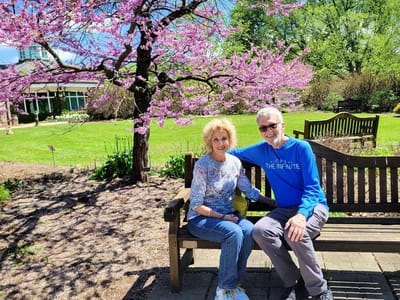 Residents enjoying a sunny day in the garden