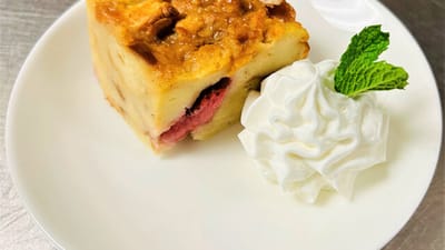 Delicious dessert served on a white plate