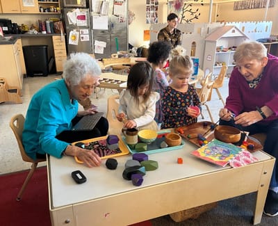 Residents engaging in an arts and crafts activity