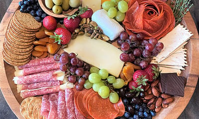 A beautifully arranged charcuterie platter