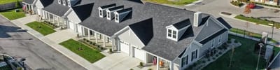 Aerial view of a senior living facility building