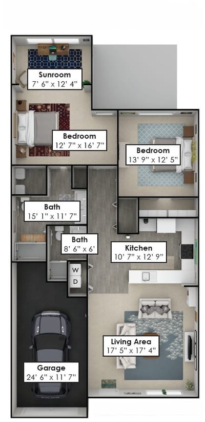 Architectural floor plan of a living unit