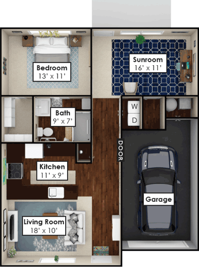 Architectural floor plan of a living space